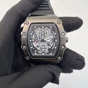 Reloj de Lujo para Hombre, Diseño Moderno con Caja Tonneau de 42MM, Esfera Esqueletizada, Resistente al Agua, Reloj de Pulsera de Cuarzo - Product Image 1