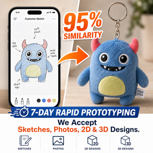 Llavero de peluche personalizado con diseño de monstruo, juguete de peluche suave con MOQ bajo, fabricante, diseño personalizado, OEM, ODM, logotipo de marca - Product Image 3