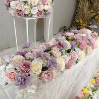 Promesse mariage fait à la main Floral soie artificielle rouge blanc Rose pièce maîtresse boule de fleur pour Noël Graduation Table de mariage