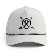 Casquette de baseball respirante perforée au laser avec cordon tressé noir et blanc, logo brodé en relief 3D, fermeture snapback réglable