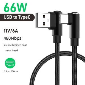 25cm/50cm nylon bện 66W USB A để USB C nam cáp sạc nhanh sạc cho điện thoại di động máy tính bảng Powerbank chiếu - Product Image 2