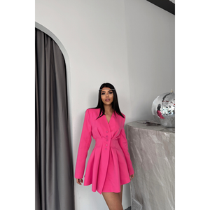 Vestido de Suéter Rosa para Mujer con Detalle de Lentejuelas y Chaqueta - Product Image 4