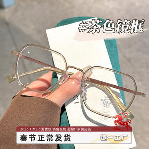 Gafas con montura dorada retro para mujer, con bloqueo de luz azul, para miopía, 210103, montura rectangular de metal Danyang, puente medio, lentes AC - Product Image 3