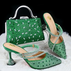 Conjuntos de Zapatos y Bolsos de Colores Lisos, Zapatos de Tacón de Aguja, Bolsos de Mano con el Mismo Diseño, <span class=keywords><strong>1</strong></span> Juego para Damas - Product Image 2