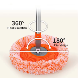 Serpillère rotative à 360° réglable avec manche réglable en hauteur et tête de serpillère remplaçable pour le nettoyage des sols et des murs à la maison - Product Image 5
