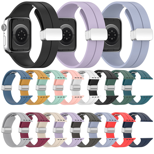 Alloy Magnetic D Buckle Smartwatch Watchband Adjustable Soft Silicone Smart Watch Band for Apple Watch Ultra