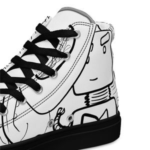 Scarpe da Uomo in Tela con Tomaia Alta di Robot, Traspiranti e Slip-On per Primavera, Estate e Autunno, Logo Stampato in 3D, Suola in Gomma EVA - Product Image 1