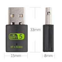 Kartu Jaringan Nirkabel 2 in 1 Dual Band 600M Tanpa Driver, Adaptor Wifi USB untuk Komputer Desktop PC