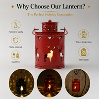 Lampe LED de Noël en métal creux, rechargeable, étanche IP44, commande par bouton, utilisation intérieure/extérieure, décoration festive pour la maison