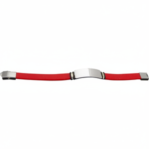 Bracciale a catena e maglie in acciaio e rosso - Product Image 2