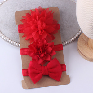 3 Stks/set Multi-Colour Schattige Baby Baby Meisjes Strik Hoofdband Pasgeboren Elastische Pailletten Bloemen Haarband Foto Rekwisieten Hoofddeksels Jurk - Product Image 2