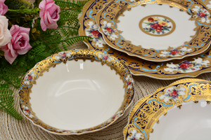 Bộ đồ ăn kiểu hoàng gia màu xanh trang trí vàng siêu tháng Chín, giao hàng nhanh - Product Image 3