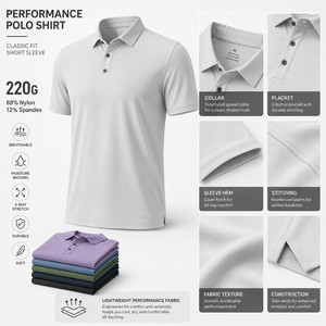 เสื้อโปโลผู้ชายแบบมีโลโก้สั่งทำ น้ำหนัก 220 กรัม ผ้าไนลอนผสมสแปนเด็กซ์ ยืดได้ 4 ทิศทาง ระบายอากาศได้ดี เหมาะสำหรับใส่ทำงานหรือลำลอง ขายส่ง ไซส์ S-4XL สีม่วง - Product Image 4