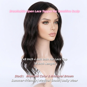Topper de cheveux humains en dentelle HD en gros, noir naturel, pour femmes, cheveux vierges européens, cuticules alignées, raie droite, nœuds blanchis - Product Image 5
