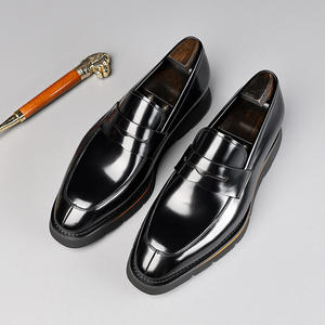 Chaussures pour hommes de style britannique et américain en cuir de vachette pleine fleur, patchwork, bout carré, légères, respirantes et confortables pour le travail - Product Image 2