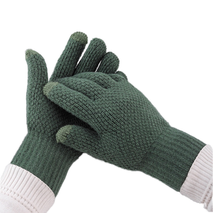 Vente en gros de <span class=keywords><strong>gants</strong></span> d'hiver chauds et décontractés doublés en <span class=keywords><strong>polaire</strong></span> jacquard <span class=keywords><strong>Gants</strong></span> tricotés en acrylique pour écran tactile - Product Image 5