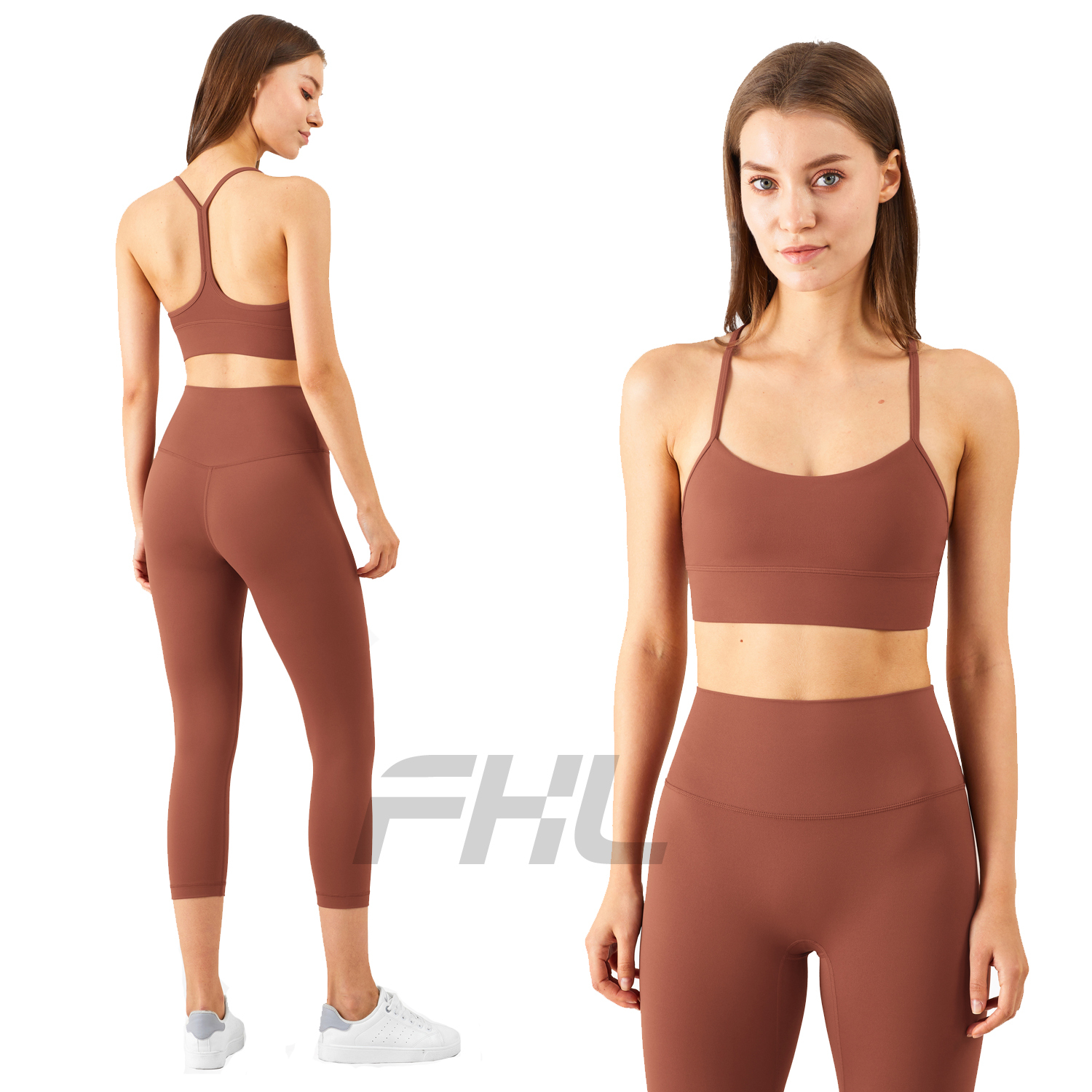 2023 New Seamless Two Pieces Suit Athletic Wear Compression Yoga Workout Woman Fitness Gym Set Yoga Set