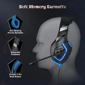 New Arrive Gaming Headset Of Free Samples With Mic LED Light Over Ear Headphones