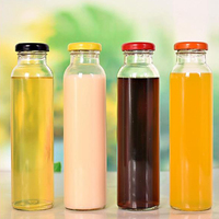 Verres à boire en verre transparent de 300 ml et 500 ml, bouteille en verre avec couvercle en métal pour café, thé et eau