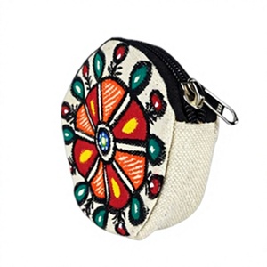 Women's Embroidered <b>Gold</b> Leaf Cotton <b>Clutch</b> <b>Bag</b> with Secure Closure Rectangle Shape Everyday Carry Jharkhand Origin - Product Image 1