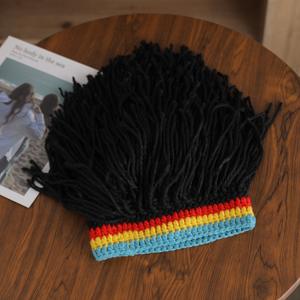 100% di cotone Jamaican <span class=keywords><strong>Rasta</strong></span> Beanie Hat divertente <span class=keywords><strong>parrucca</strong></span> <span class=keywords><strong>Rasta</strong></span> e barba per gli uomini donne a maglia Dreadlocks per natale o Halloween - Product Image 4
