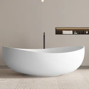 حوض استحمام مستقل من الراتنج الصخري بتصميم جديد وملون وبلورات شفافة، حوض الاستحمام الكلاسيكي للفنادق