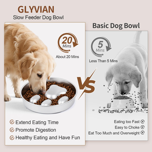Portable Eco-Friendly Stylish Stainless Steel Dog Bowl Slow <b>Feeder</b> for Indoor/Outdoor Use Food & Water - Product Image 5