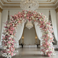 Décoration de mariage, toile de fond de fête, arche en U, roses artificielles en soie, écologiques, durables, 8-9 pieds, rangée florale blanche pour allée d'entrée