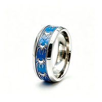 Spinnen-Emaille Edelstahl Drehring, Blau Schwarz Rot Eingelegt für Männer Frauen Gothic Punk Schmuck Geschenk