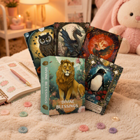 Cartes de tarot éducatives personnalisées avec bordure dorée |   Jeu de cartes d'art en boîte rigide pour la divination, les cadeaux et le divertissement familial