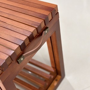 Tabouret de salle de bain extensible en teck 41x28x38.4cm, siège de douche pliable en bois massif avec étagère de rangement - Product Image 4