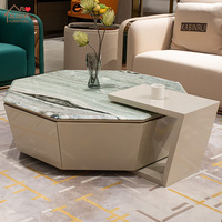 Ensemble de tables basses de luxe italiennes modernes à plateau octogonal miroir en laque blanche pour salon