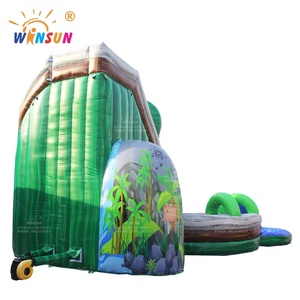 WINSUN Glissière d'eau gonflable de château de saut de frisson incurvé de chutes de noix de coco de jungle de taille énorme avec la <span class=keywords><strong>piscine</strong></span> - Product Image 5