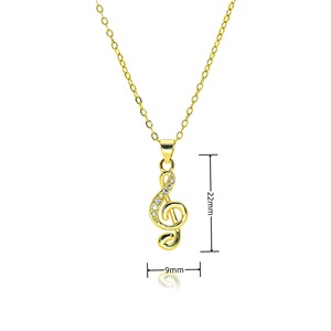 Nouveau acier inoxydable véritable plaqué or G Clef Note collier musique breloque bijoux pour femmes filles musique symbole pendentif collier - Product Image 6