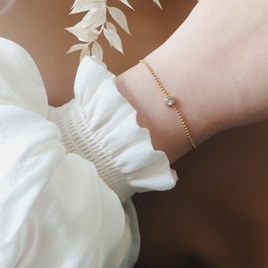 Pulsera de Acero Inoxidable Chapada en Oro de 18K, con un Solo Diamante Blanco, Resistente al Agua y a la Decoloración, para Mujer - Product Image 6