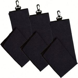 Wholesale Quick Dry Custom logo Printed Recycled Microfiber Waffle Caddie Golf Towel with <b>Hook</b> - Product Image 3