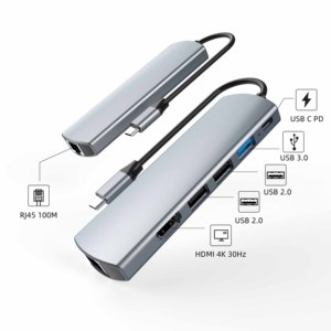Jl <span class=keywords><strong>5</strong></span>-trong-1 USB-C Docking Station HUB với Type-C để USB-C PD U2 * 2 cho 2.1 RJ45 USB3.0 OTG Adapter Hợp kim nhôm cổ - Product Image 3