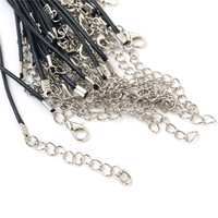 20 pièces/lot de cordons tressés réglables en cuir véritable faits à la main pour colliers et breloques, avec fermoir mousqueton, 2 mm