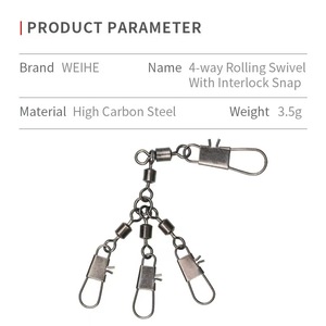 ALPHA  Connecteur de ligne de pêche en acier à haute teneur en carbone avec émerillon rotatif à 4 voies et agrafe de verrouillage - Product Image 2