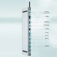 Hub USB-C 11 ports avec chargeur PD 100W pour audio 1080P/4K 30Hz, USB 3.0/2.0, adaptateur Ethernet RJ45 et lecteur de carte Micro SD/TF