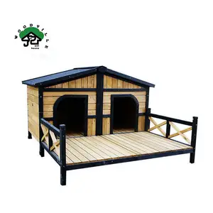 Penjualan Terbaik rumah anjing kayu dalam ruang luar ruang furnitur rumah hewan peliharaan dengan beranda rumah anak anjing