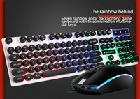 Set Mouse Gaming lampu latar LED, Keyboard RGB Kombo ergonomis bercahaya, kabel USB Punk mempesona untuk gamer