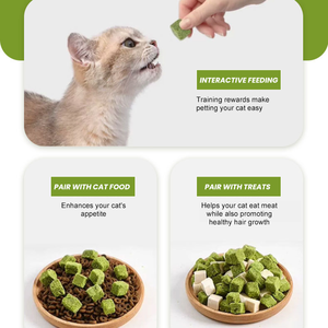 Suppléments nutritionnels riches en fibres pour chatons et chats adultes, friandises pour soulager les boules de poils, herbe pour chats lyophilisée - Product Image 4