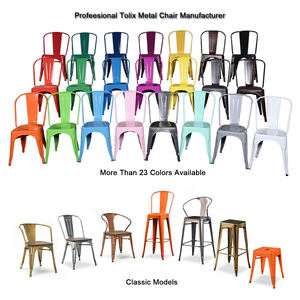 <span class=keywords><strong>Silla</strong></span> de Comedor de Metal Estilo Industrial Vintage, Apilable, de Hierro, con Cojín de <span class=keywords><strong>Madera</strong></span> Antigua Blanca, para Restaurante o Bar - Product Image 4