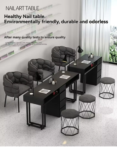 Mesa <span class=keywords><strong>de</strong></span> Manicura Moderna <span class=keywords><strong>de</strong></span> Madera para Salón <span class=keywords><strong>de</strong></span> <span class=keywords><strong>Uñas</strong></span>, con Barra para <span class=keywords><strong>Uñas</strong></span>, Fácil <span class=keywords><strong>de</strong></span> Limpiar y Duradera para Uso Comercial - Product Image 5