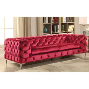 Factory Price Red Color Button Tufted Design Restaurant Booth Sofa Lounge Furniture For Bar
