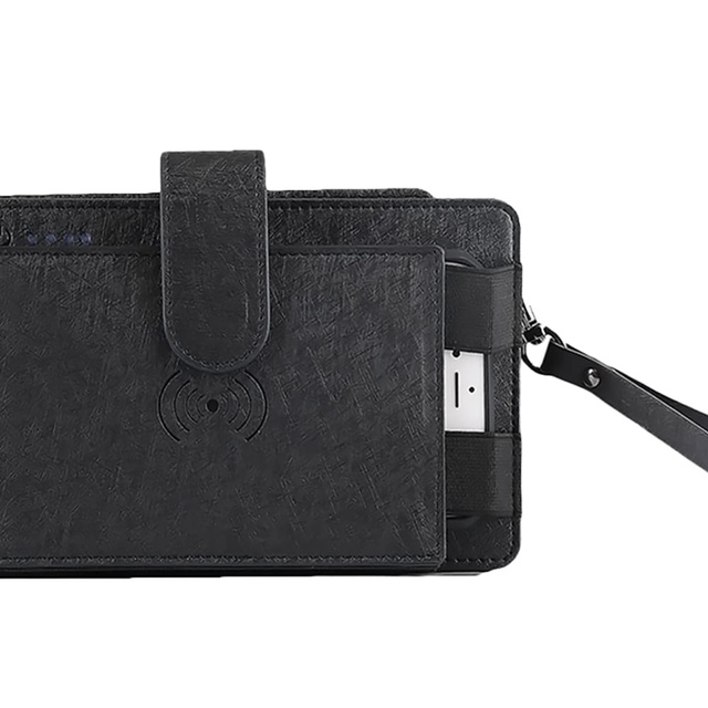 High Quality Wristlet Bag RFID Blocking Wallet with Wireless Charger Built in Power Bank Wristlet Clutch Pouch Wallet
