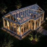 Nouvelle conception de véranda en verre pour jardin d'hiver avec structure en alliage d'aluminium, toit incliné et toit arqué, idéale pour l'extension de la maison
