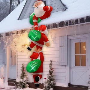 Decoración Navideña Inflable de Santa Claus de 2.4 Metros, con Luz, para Interiores y Exteriores, 3 Santa Blow, Decoración Inflable Navideña - Product Image 2