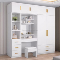 Ensemble de chambre à coucher moderne personnalisé pour villa, armoire en bois massif avec coiffeuse